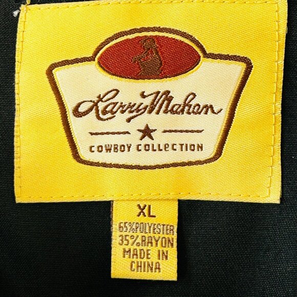 Larry Mahan Cowboy Collection Western Pearl Snap Shirt Size XL Black Embroidered - Picture 11 of 13